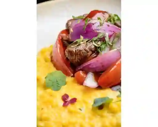 Risotto Huancaína con Lomo Saltado