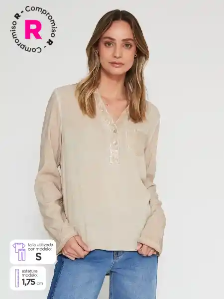 Tatienne Blusa Manga Larga Bahia so D Beige L S25