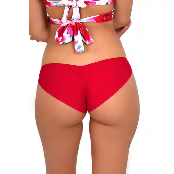 Bikini Calzón Con Drapeado Trasero Rojo Talla XL Samia