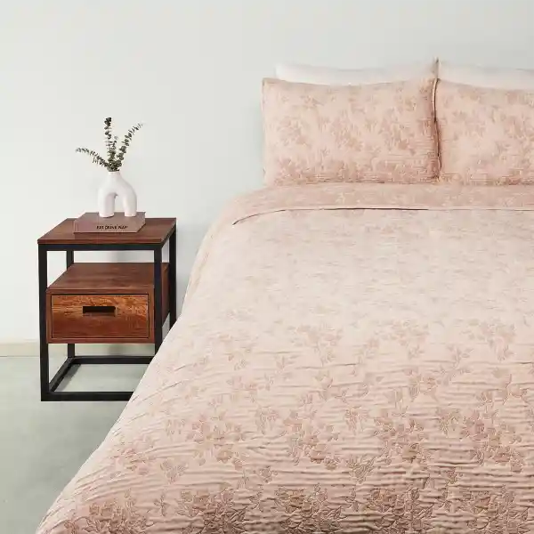 Cubrecama Jacquard 2 Plazas Flores Rosa Ripley Home