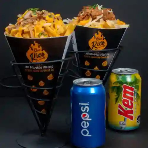 2 Conos 3 Salsas y 2 Bebidas