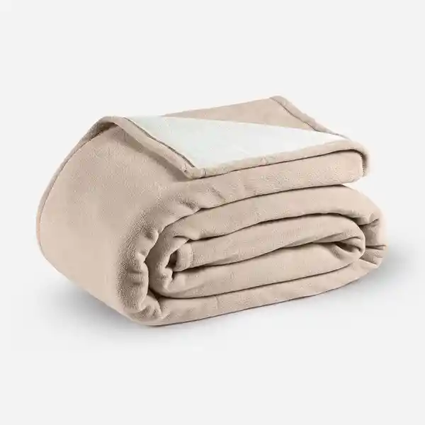 Frazada Bicolor 2 Plazas Beige Rosen