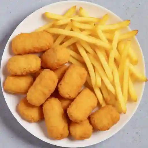 Nuggets con papas fritas