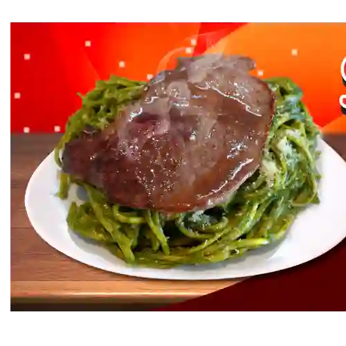 Bistec con Fideo Al Pesto