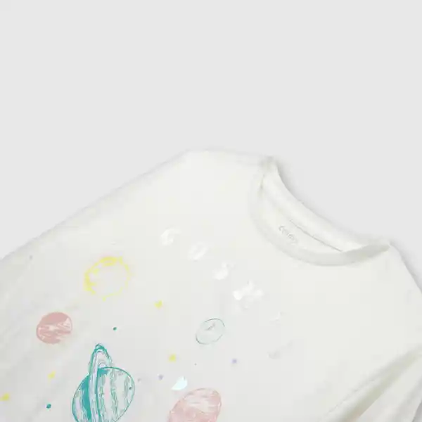 Polera Planetas de Niña Off White Talla 2A Colloky