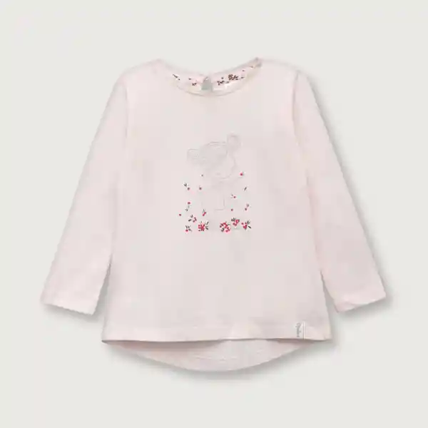 Polera Esencial Manga Larga de Niña Rosado Talla 12M Opaline