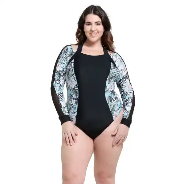 Traje de Baño Deportivo Manga Larga Estampado Talla M Samia