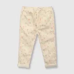 Pantalón de Bebé Niña Con Flores Beige Talla 6/9M Colloky