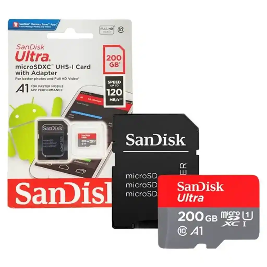 Sandisk Tarjeta Micro Sd XC 200Gb C10 U1 SDSQUAR-200G-GN6MA