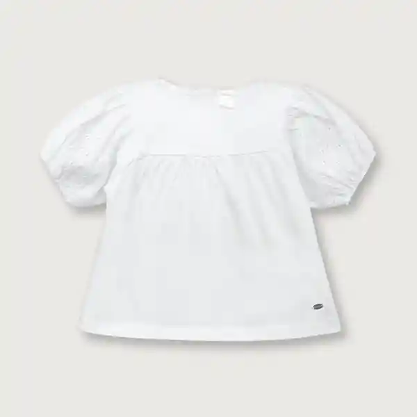 Polera Manga Globo de Niña Blanco Talla 6M Opaline