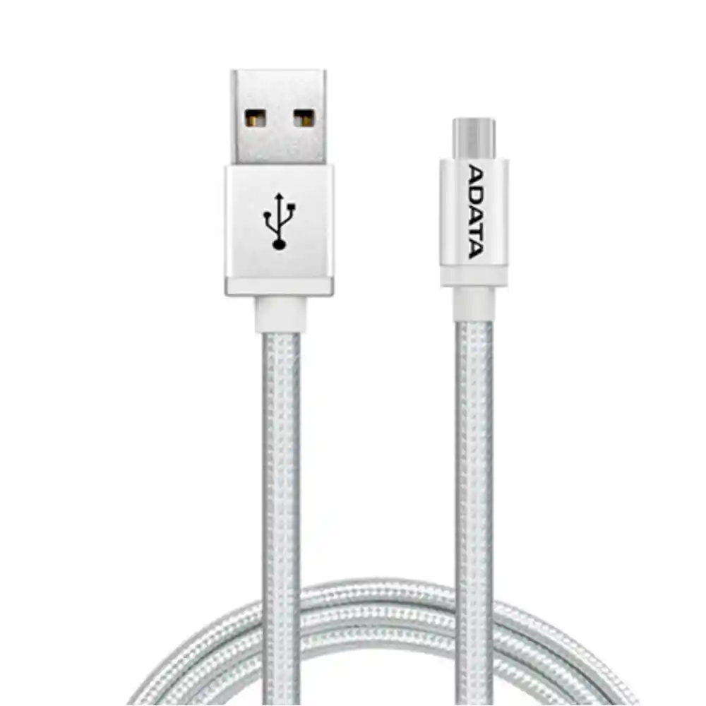 Adata Cable Aluminum Micro Usb/Usb Textil 2.4A Plateado 100CMK