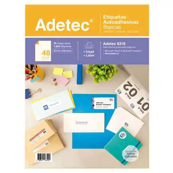 Adetec Etiqueta Ink-Jet Circular 32 mm