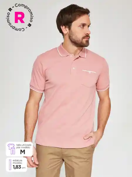 Kenneth Stevens Polera Manga Corta Piq Lin Rosado L SS25