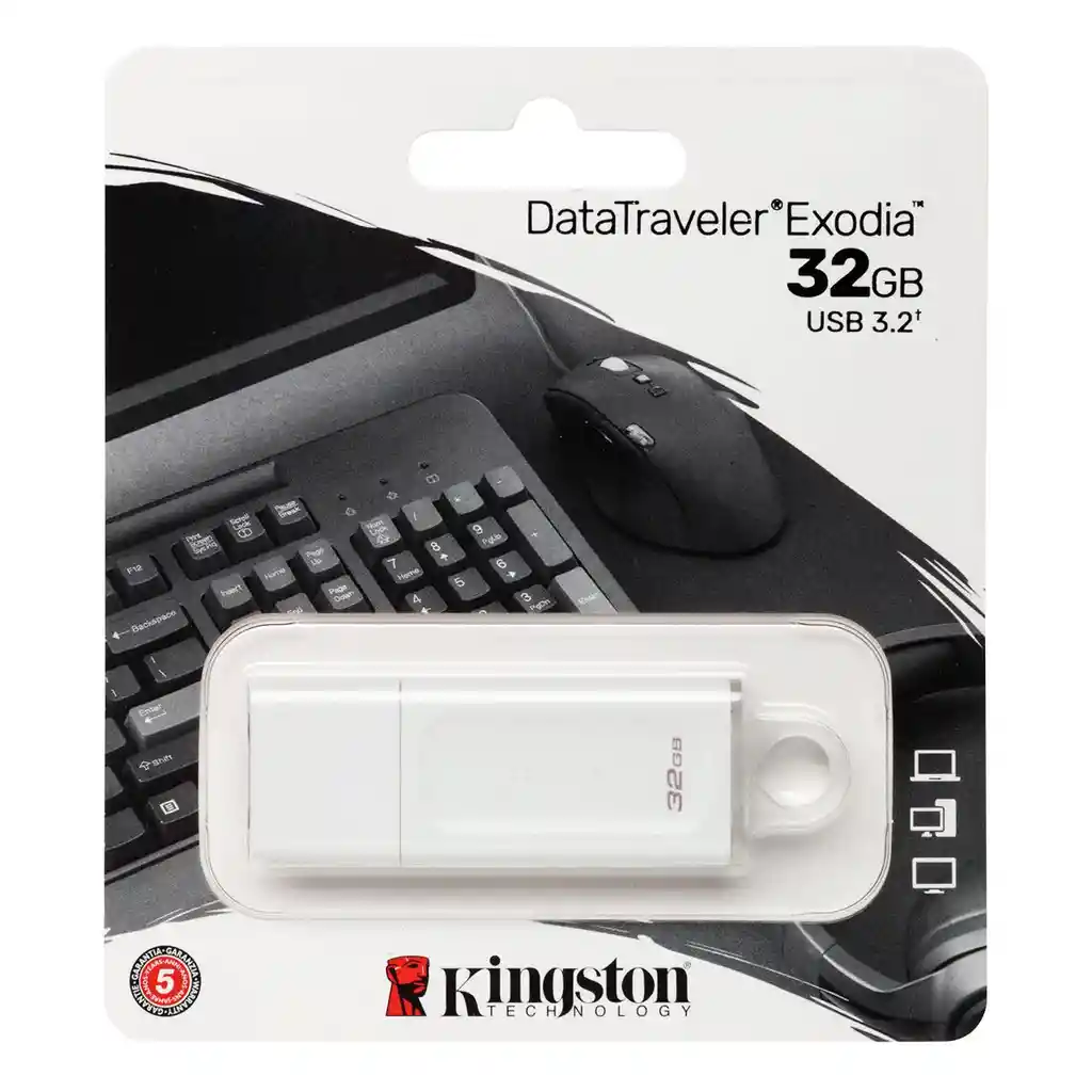 Pendrive Usb Exodia Kingston 32gb 3.2 Datatravel Blanco