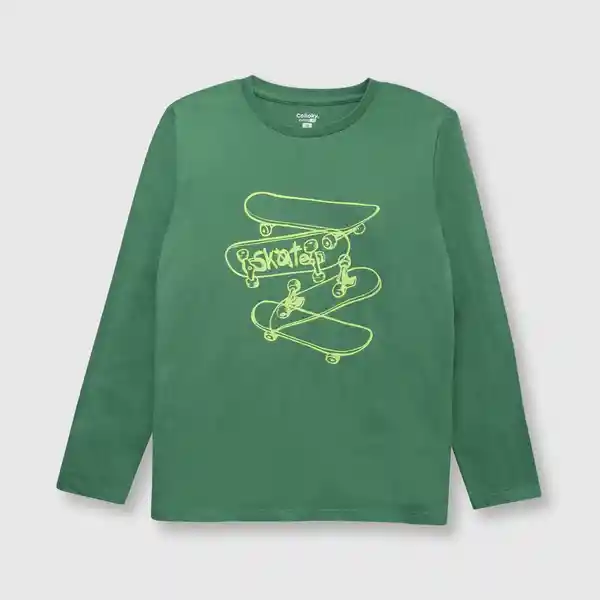 Polera Estampada de Niño Verde Musgo Talla 4A Colloky