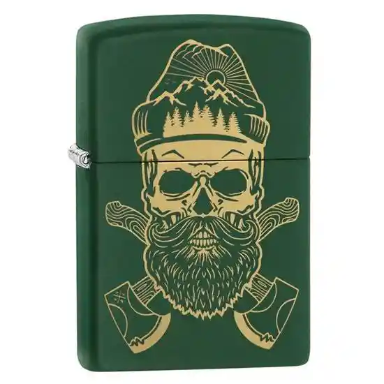 Zippo Encendedor Outdoor Skull Design Verde Con Grabado