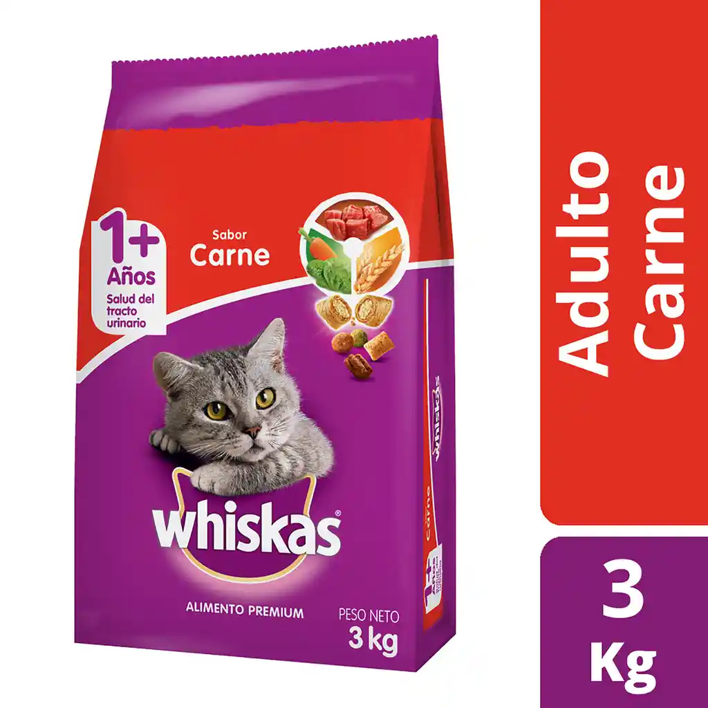Whiskas Alimento para Gato Adulto Sabor Carne 