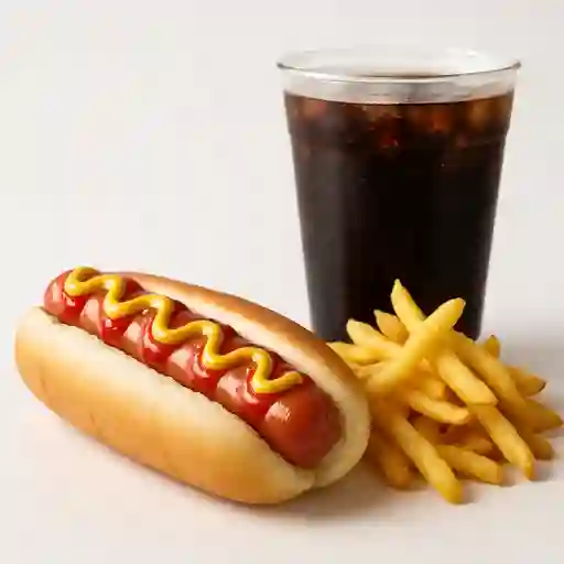 Perro Caliente, Papas Fritas más Bebida