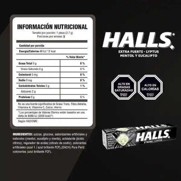 Halls Caramelo Duro Mentol Eucalipto