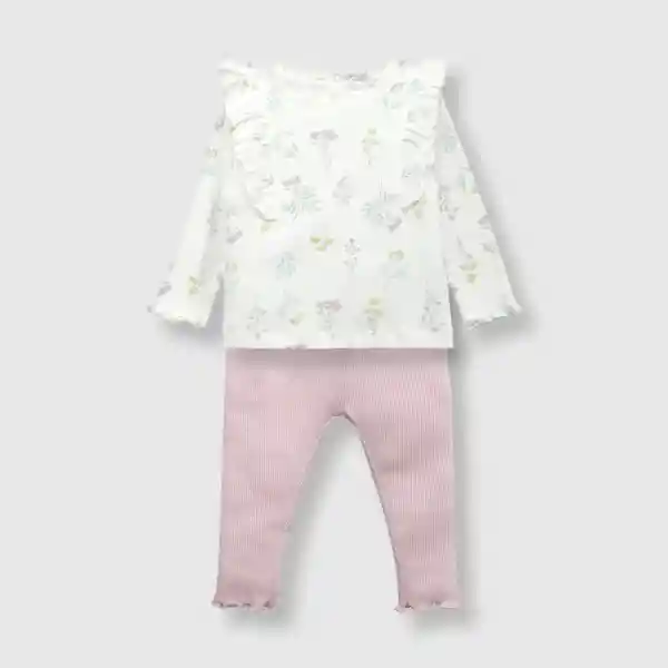 Conjunto Flores de Bebé Niña Off White Talla 3/6M Colloky