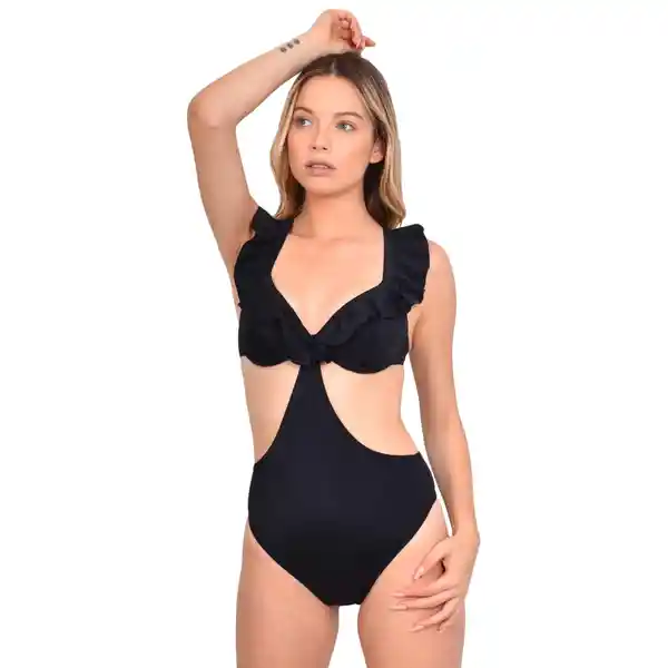 Trikini Con Vuelos Negro Talla S Samia