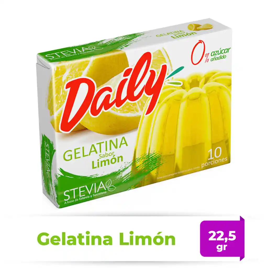 Daily Polvo para Preparar Gelatina Sabor a Limón con Stevia