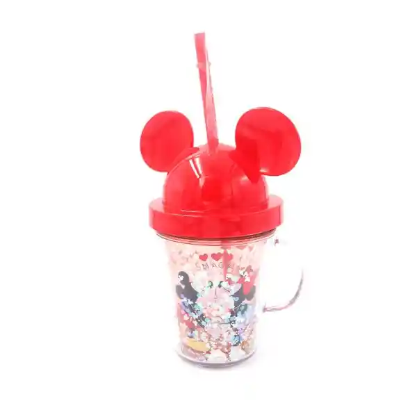 Miniso Vaso de Plástico Con Popote y Tapa Mickey Mouse 280 mL