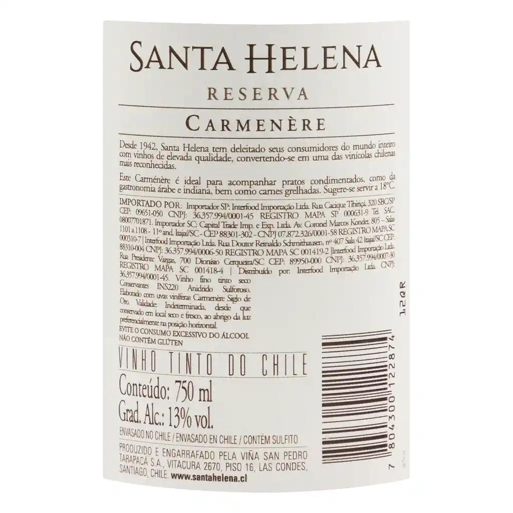 Santa Helena Vino Tinto Reserva Carmenere