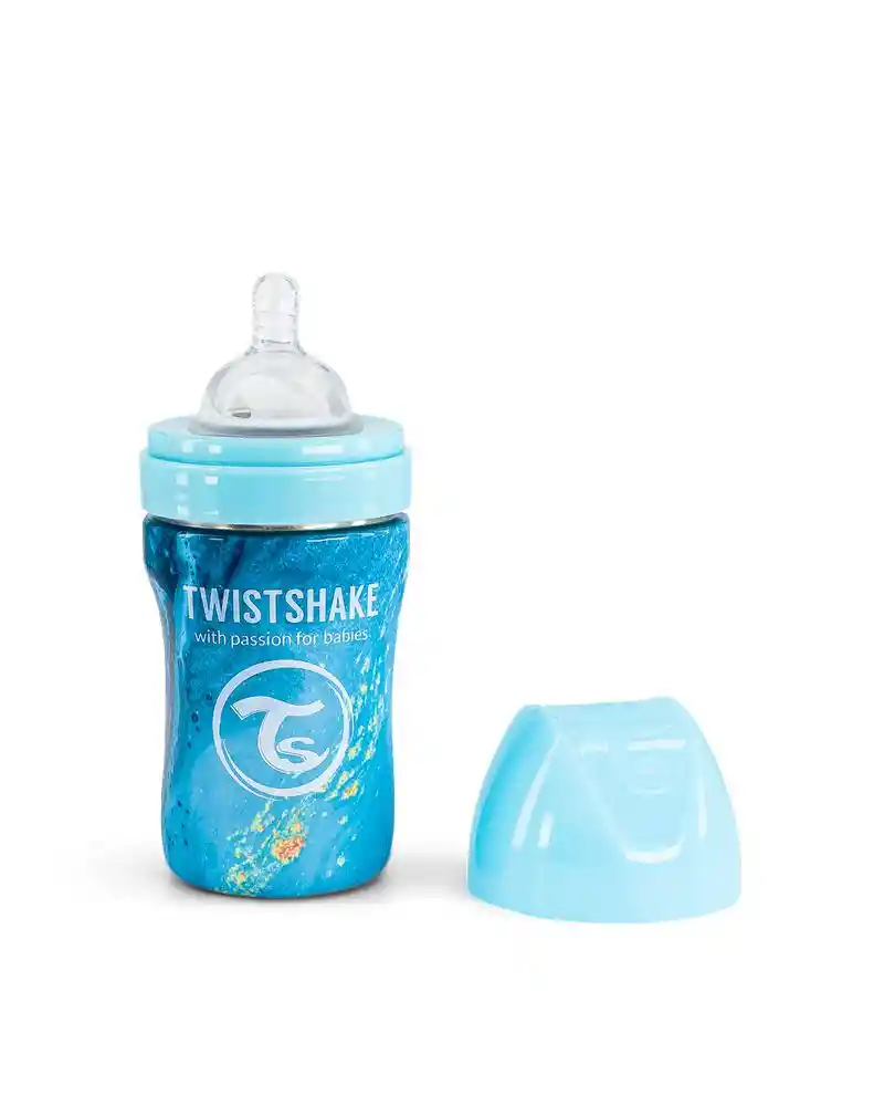 Twistshake Mamadera Acero Anti-Cólico Mármol Azul 260 mL