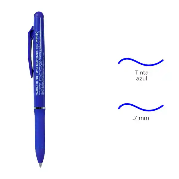 Pluma Borrable 0.7 mm Celeste Miniso