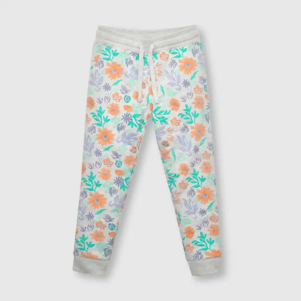 Pantalón Con Flores De Niña Gris Talla 4a