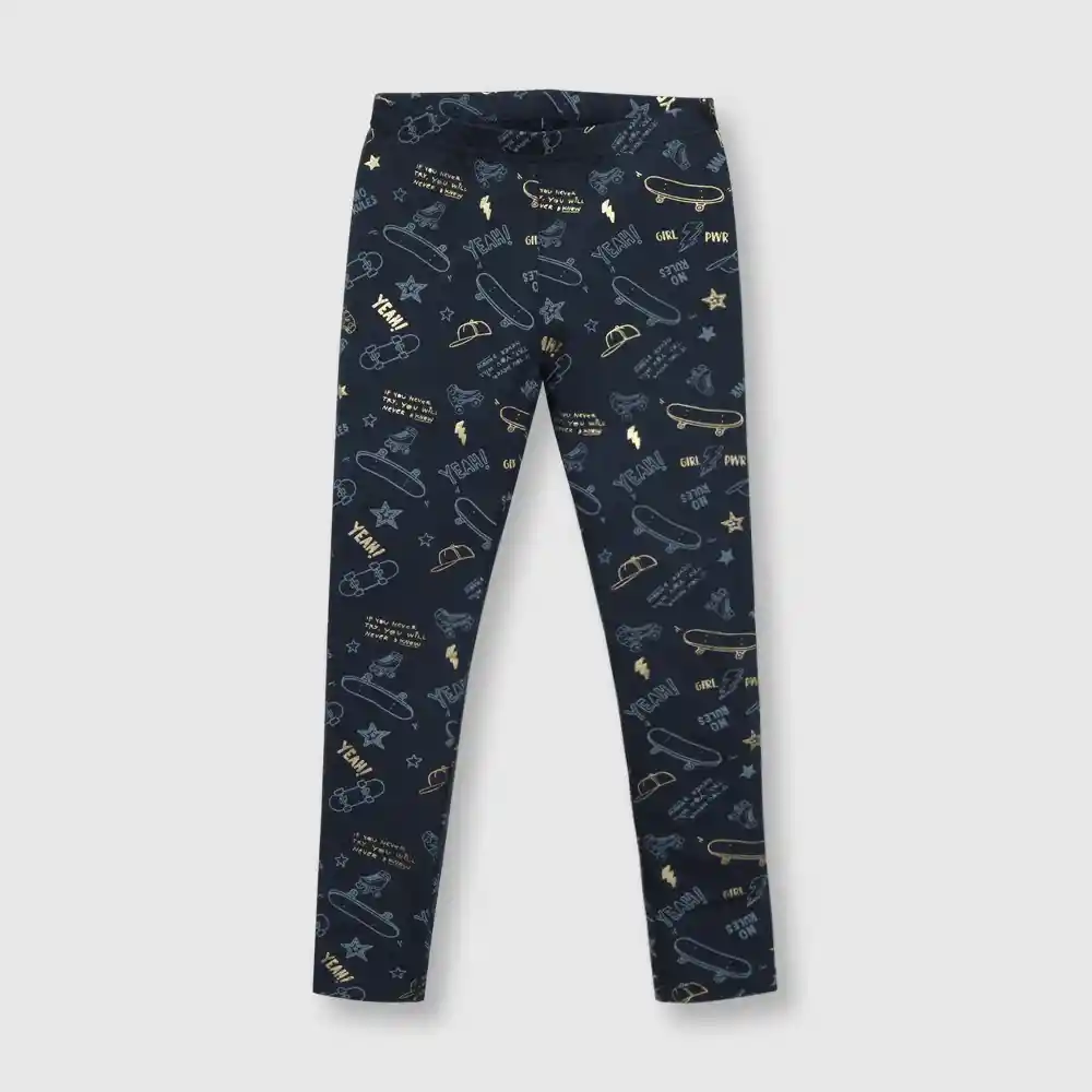 Pantalón Estampada De Niña Azul Talla 10a