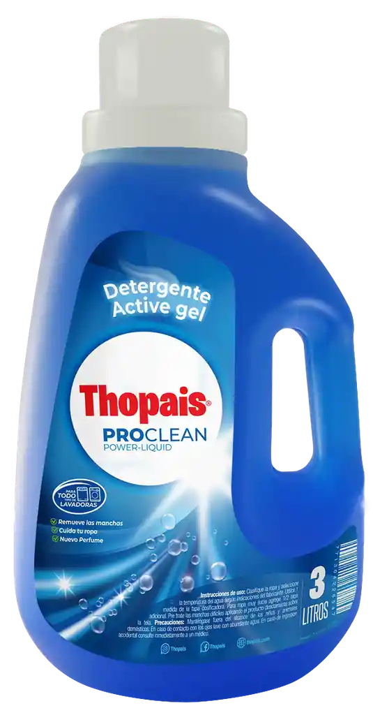 Thopais Detergente Líquido para Ropa Blanca y de Color Proclean