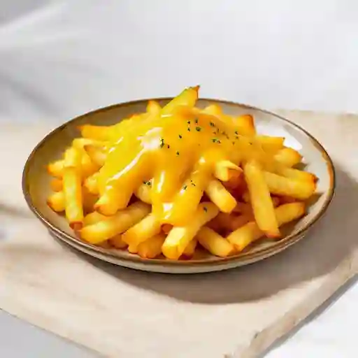 Papas Fritas Con Queso Cheddar Derretido