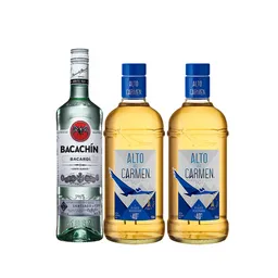 Combo Bacardi Ron Carta Blanca 40 Grados Alto Del Carmen Pisco R