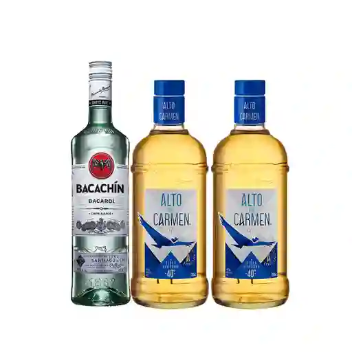 Combo Bacardi Ron Carta Blanca 40 Grados Alto Del Carmen Pisco R