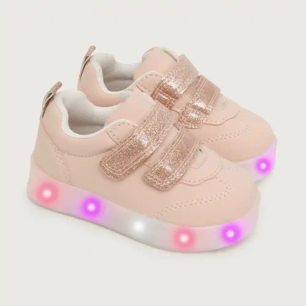 Zapatillas Luces Niña Rosada Talla 21 Opaline
