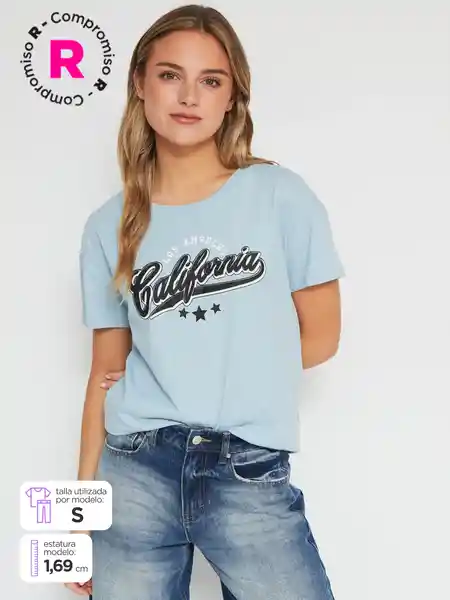 Index Polera Manga Corta Party h c Ess Azul Cielo M S25