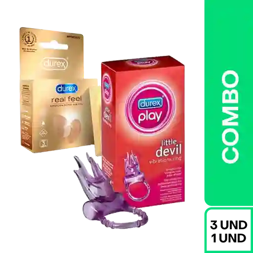 Combo Durex Diablillo Real Feel Sin Latex + Anillo Diablillo