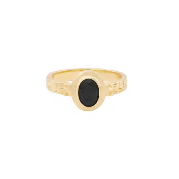 Anillo Black Jade Baño de Oro Talla 8 Noa Joyas