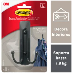 Command Gancho Adhesivo Negro Doble