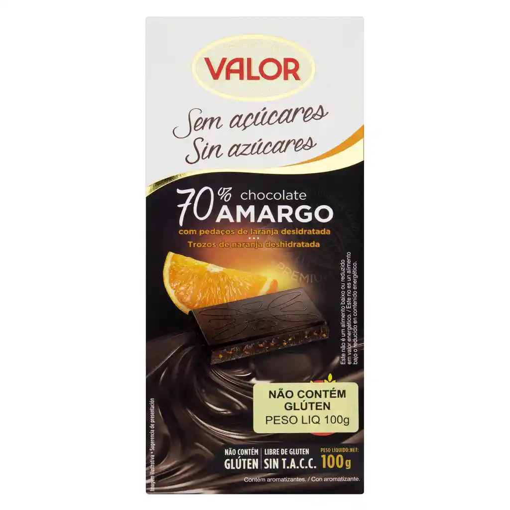 Valor Choc Neg70% Naran S/Azuc Añad