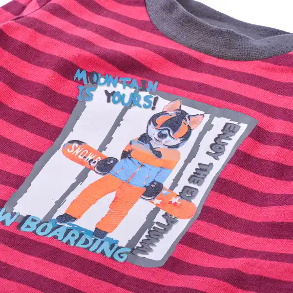 Polera Manga Larga Bebé Niño Burdeo Talla 3 A Pillin