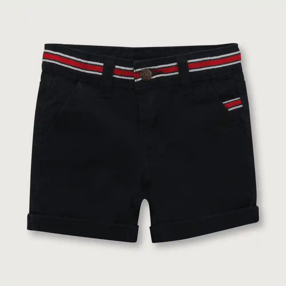 Bermuda Gabardina Con Elástico Para Niño Azul Talla 12m