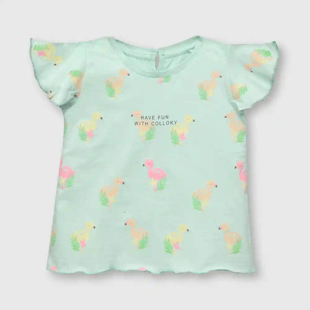 Polera Estampada Flamenco Bebé Niña Calipso Talla 12/18m