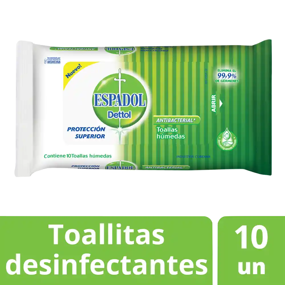 Toallitas Humedas Espadol Antibacteriales X 10 U.