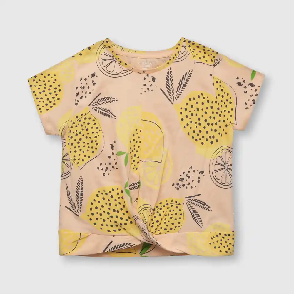 Polera Frutas De Niña Damasco Talla 2a