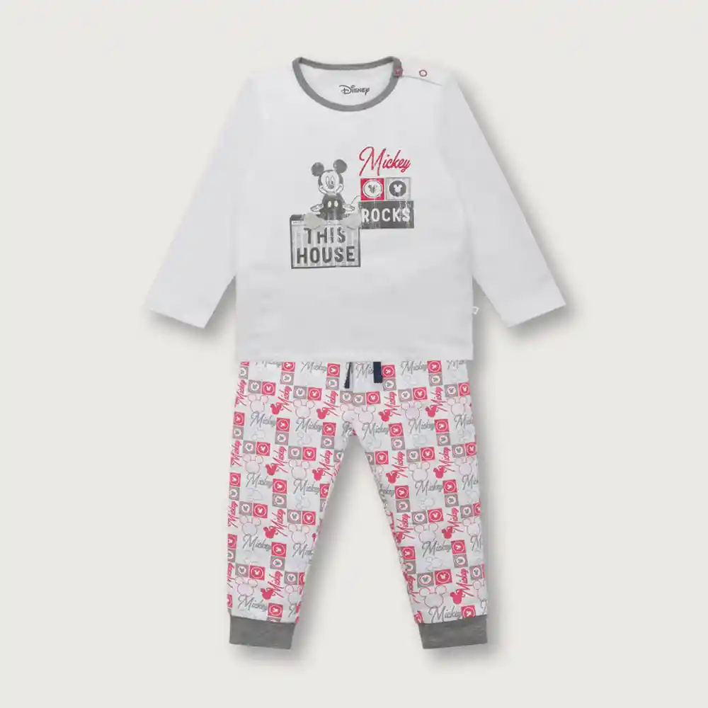 Conjunto Pijama Disney Mickey De Niño Rojo Talla 9 Meses