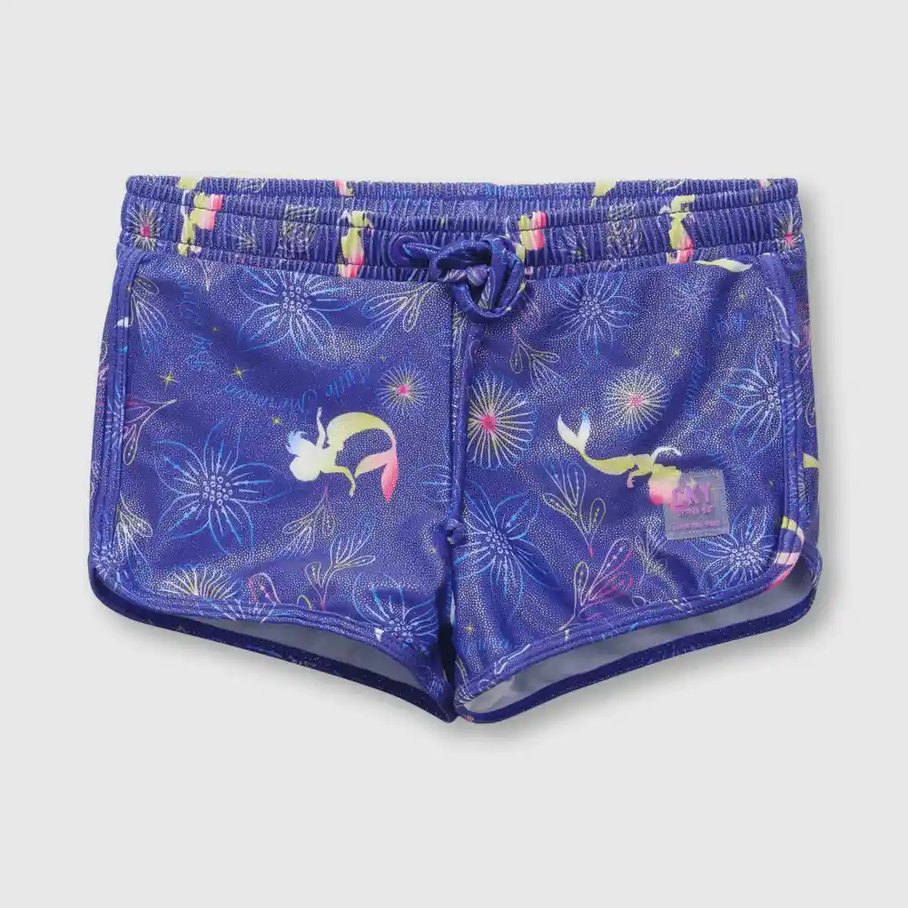 Short Sirenita Con Filtro Uv De Niña Lila Talla 12a