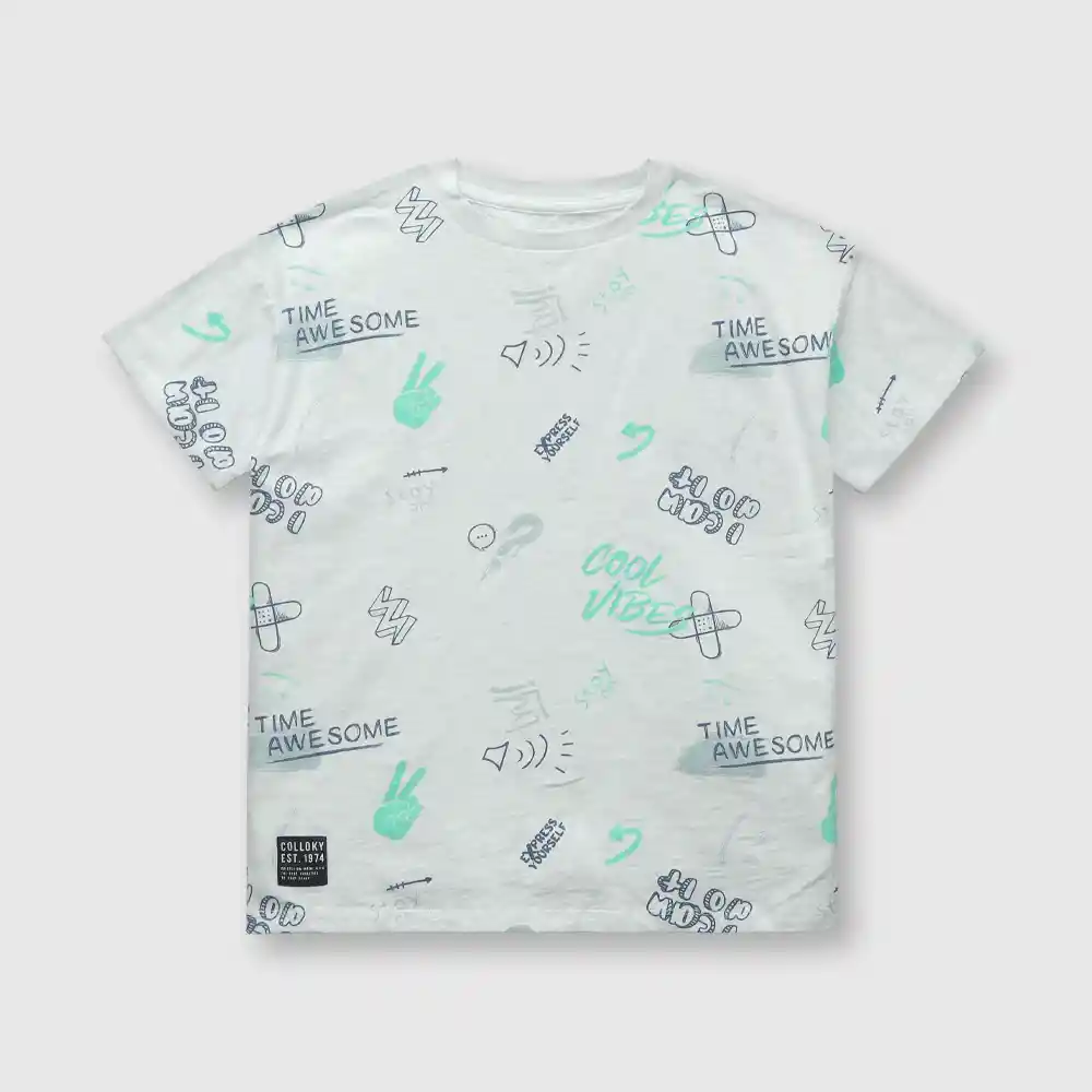 Polera Graffiti Para Niño Blanca Talla 4a